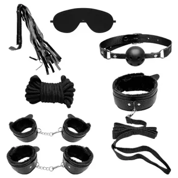 Kit Sado Erótico Bondage Preto Sintético com Pelúcia - 8122 - Foto 2