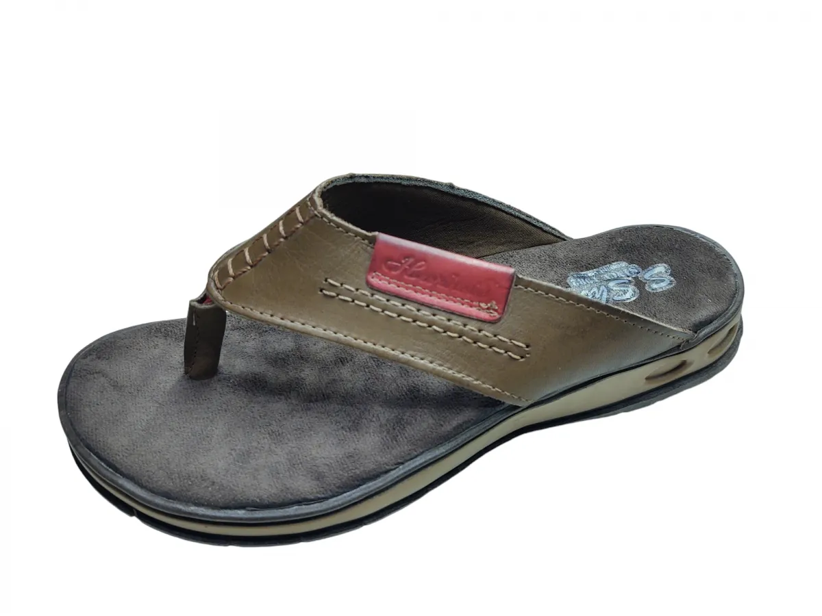 Ref: 9072 - Chinelo de Dedo em Couro Hurkus/Monge - Cor Amendoa Imagem
