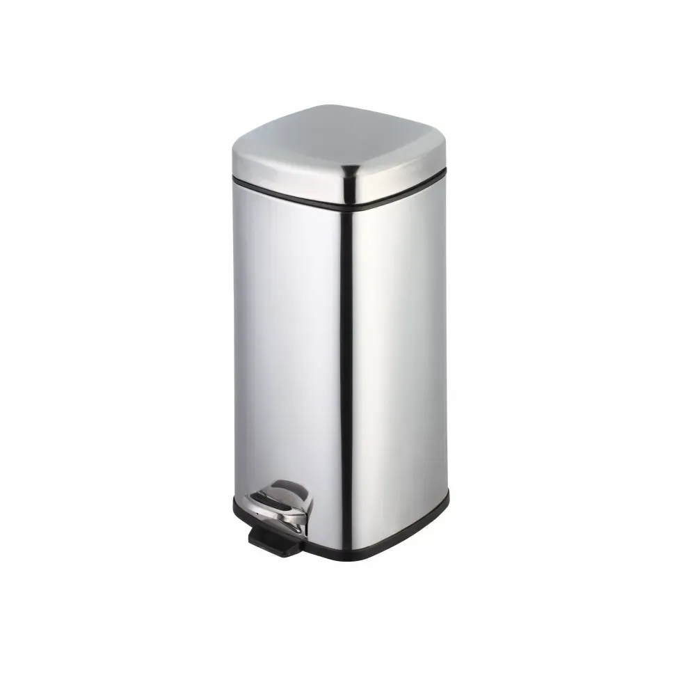 Lixeira Inox Quadrada com Pedal – 12 Litros | Compacta, Moderna e com Soft Close
