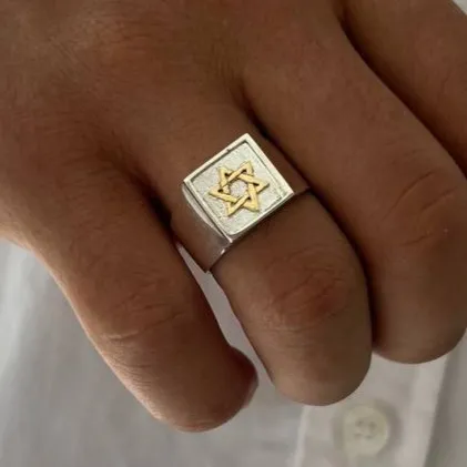 Anel masculino de prata e ouro - AN855 Imagem