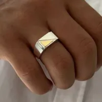Anel masculino de prata e ouro - AN866 - Foto 2