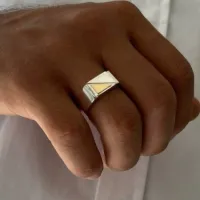 Anel masculino de prata e ouro - AN866 - Foto 4