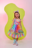 Vestido Jardim Arco-íris + Laço Brinde
