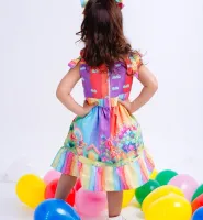 Vestido Jardim Arco-íris + Laço Brinde - Foto 3