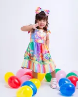 Vestido Jardim Arco-íris + Laço Brinde - Foto 4