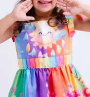 Vestido Jardim Arco-íris + Laço Brinde - Foto 5