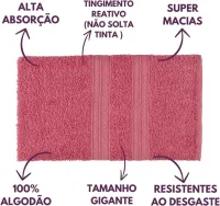 Jogo de Toalhas Gigante Itália Soft 2 Banhão + 2 Rosto + 2 Tapete Luxo 100% Algodão - Rosê - Foto 3