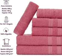 Jogo de Toalhas Gigante Itália Soft 2 Banhão + 2 Rosto + 2 Tapete Luxo 100% Algodão - Rosê - Foto 5
