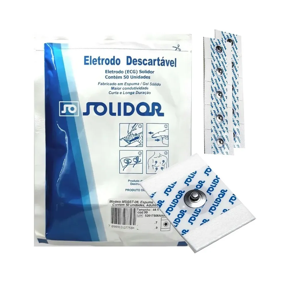 Eletrodo Descartável para ECG Adulto MP43 Prata - Solidor
