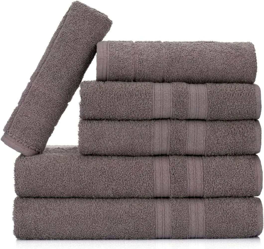 Jogo de Toalhas Gigante Itália Soft 2 Banhão + 2 Rosto + 2 Tapete Luxo 100% Algodão - Cinza Imagem