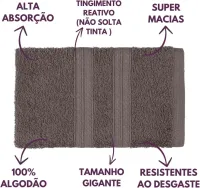 Jogo de Toalhas Gigante Itália Soft 2 Banhão + 2 Rosto + 2 Tapete Luxo 100% Algodão - Cinza - Foto 3