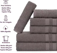 Jogo de Toalhas Gigante Itália Soft 2 Banhão + 2 Rosto + 2 Tapete Luxo 100% Algodão - Cinza - Foto 4
