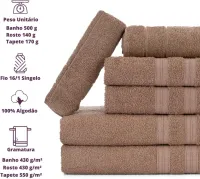 Jogo de Toalhas Gigante Itália Soft 2 Banhão + 2 Rosto + 2 Tapete Luxo 100% Algodão - Bege - Foto 4