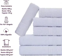 Jogo de Toalhas Gigante Itália Soft 2 Banhão + 2 Rosto + 2 Tapete Luxo 100% Algodão  - Branco - Foto 5