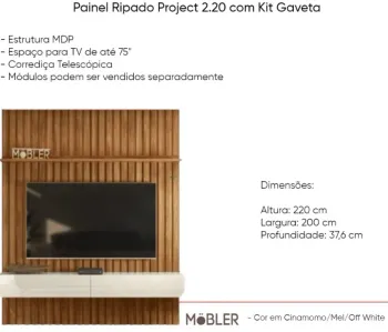Painel Ripado Project 2.65 com Kit Gaveta - Foto 2