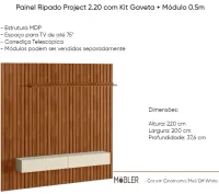Painel Ripado Project 2.65 com Kit Gaveta + Módulo 0.5m - Foto 2