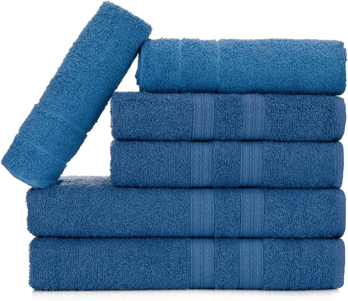 Jogo de Toalhas Gigante Itália Soft 2 Banhão + 2 Rosto + 2 Tapete Luxo 100% Algodão - Azul Imagem