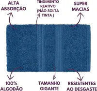 Jogo de Toalhas Gigante Itália Soft 2 Banhão + 2 Rosto + 2 Tapete Luxo 100% Algodão - Azul - Foto 3