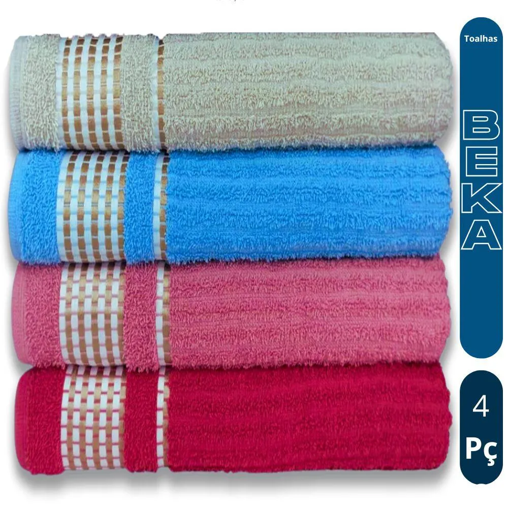 Kit 4 Toalhas Banho Grossas Banhão 70 X 140 Montreal Beka Luxo Alta Absorção Imagem