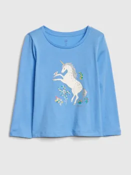 Camiseta Infantil GAP Graphic Design Manga Longa Feminina 