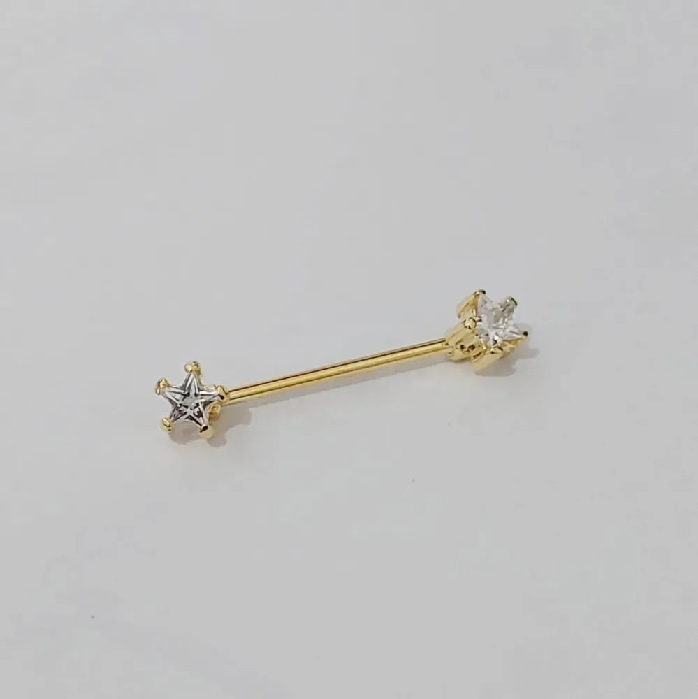 Micro Bell  Aço BANHO DE OURO 1.2mm MAMILO - ESTRELA - BNH23