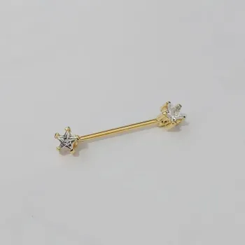Micro Bell  Aço BANHO DE OURO 1.2mm MAMILO - ESTRELA - BNH12