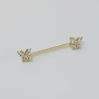 Micro Bell Aço BANHO DE OURO 1.2mm MAMILO - BORBOLETA - BNH23