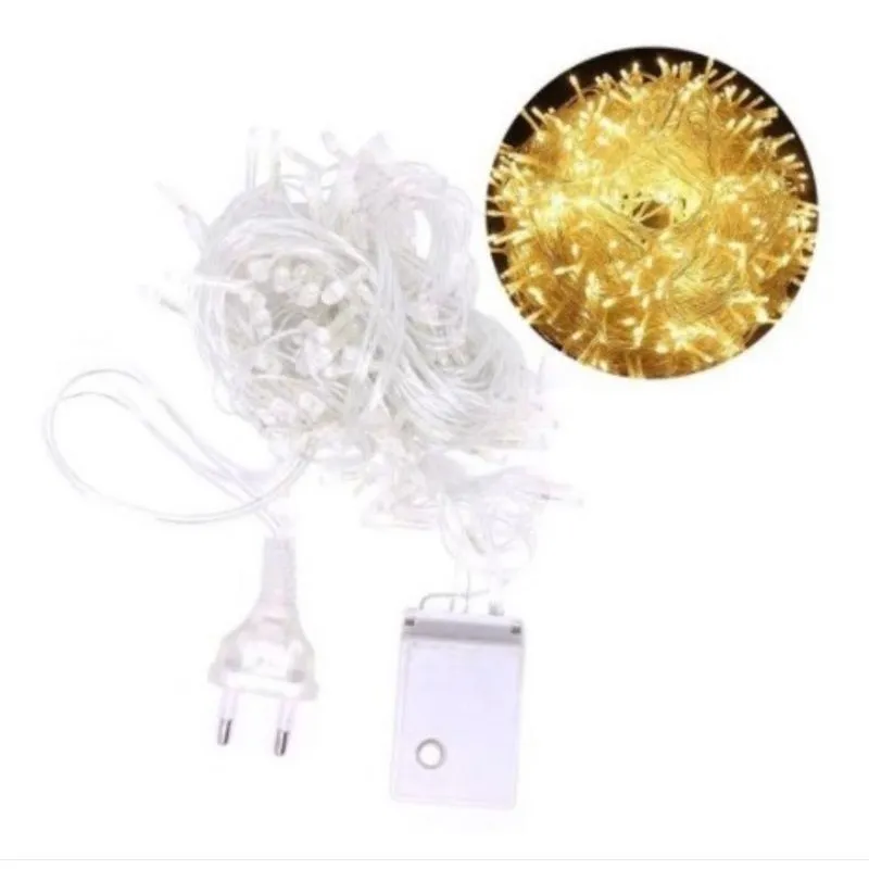 Pisca 100 Led Sequencial 8 Funções BRANCO QUENTE