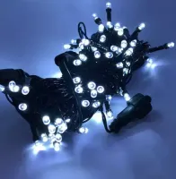 Cordão Pisca Externo Fixo 100 Led Branco Frio - Fio Verde Macho e Femia 10 metros - Foto 3