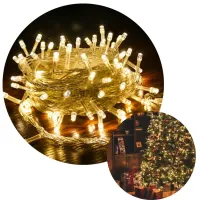 Cordão Pisca Externo Fixo 100 Led Branco Quente - Fio Cristal Macho e Femia 10 metros - Foto 2