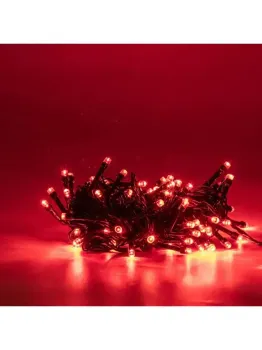Cordão Pisca Externo Fixo 100 Led VERMELHO- Fio Verde Macho e Femia 10 metros