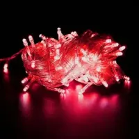 Cordão Pisca Externo Fixo 100 Led VERMELHO - Fio Cristal Macho e Femia 10 metros - Foto 2