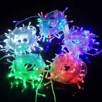 Cordão Pisca Externo Fixo 100 Led AZUL - Fio Cristal Macho e Femia 10 metros - Foto 2