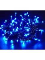 Cordão Pisca Externo Fixo 100 Led AZUL- Fio Verde Macho e Femia 10 metros - Foto 3