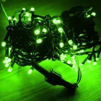 Cordão Pisca Externo Fixo 100 Led VERDE- Fio Verde Macho e Femia 10 metros - Foto 4