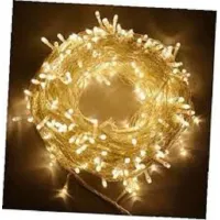 Cordão Pisca Externo Fixo 300 Led Branco quente morno - Fio reforçado transparente Macho e Femia 30 metros - Foto 2