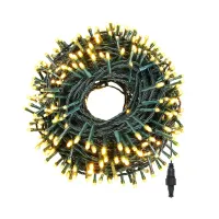 Cordão Pisca Externo Fixo 1000 Led Branco quente morno - Fio reforçado VERDE Macho e Femia 90 metros - Foto 3