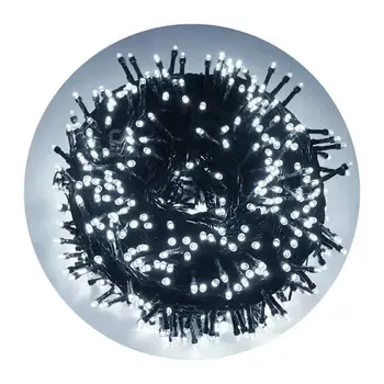 Cordão Pisca Externo Fixo 1000 Led Branco FRIO - Fio reforçado VERDE Macho e Femia 90 metros