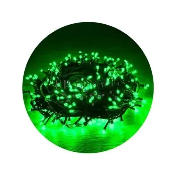 Cordao Pisca Externo Fixo 100 Led VERDE - Fio Verde Macho e Femia 10 metros