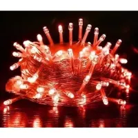 Cordão Pisca Externo Fixo 100 Led VERMELHO - Fio Cristal Macho e Femia 10 metros - Foto 2