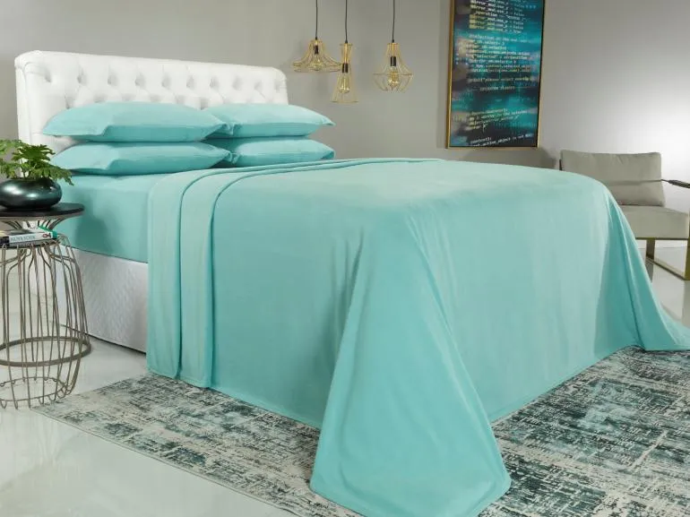 Manta em Plush Queen Verde Imagem