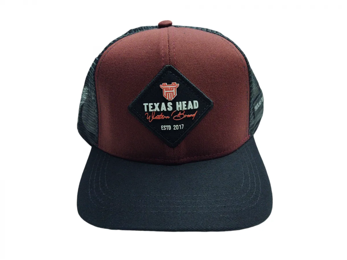 Ref: TH2314 - Boné Texas Head - Cor Vinho e Aba Preta