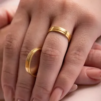 Aliança plana ouro amarelo 750 - APE400 - Foto 2