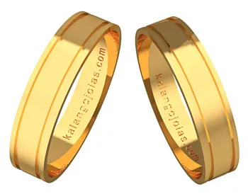 Par de alianças plana de ouro 18k - 4,0 mm - APE495 - Foto 2