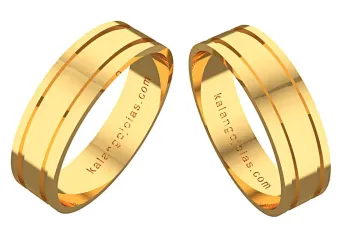 Par de alianças plana de ouro 18k - 5,0 mm - APE595 - Foto 2