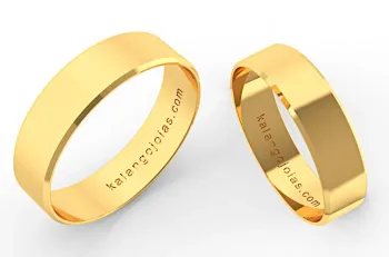 Par de alianças chanfrada de ouro 18K - 5,0 mm - APE560 - Foto 2