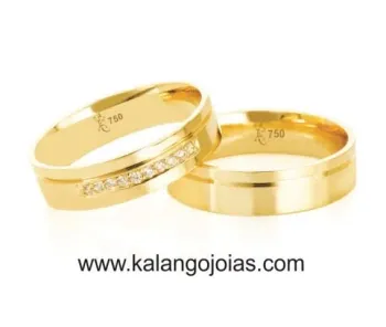 Par de alianças plana de ouro 18K - 5,0 mm - APE500.c - Foto 2