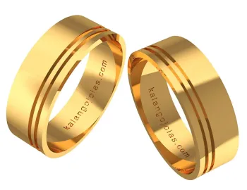 Par de alianças plana de ouro 18K - APE610 - Foto 2