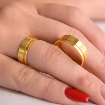 Aliança de ouro 18K - 6,0 mm - APE600 - Foto 2