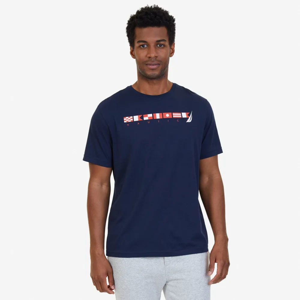 Camiseta Nautica Bandeiras Manga Curta Masculino Imagem